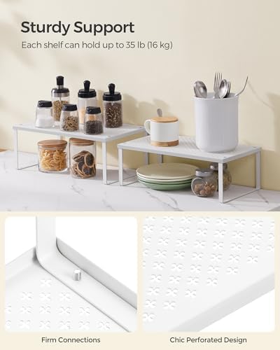 SONGMICS Set of 2 Metal Spice Racks, Stackable Expandable Shelf Risers - Image 4