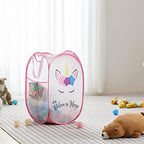 TECHMILLY Collapsible Mesh Pop Up Laundry Hamper with Sturdy Handles and Side Pocket - Portable Foldable Clothes Baskets for Dorm, Bathroom & Travel Storage (Unicorn) - Image 6