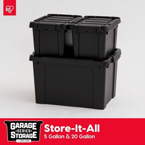 IRIS USA 6-Pack 20 Gal Heavy Duty Lockable Storage Totes with Lids, Black - Image 4