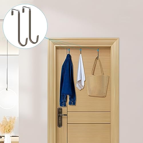 FYY Over the Door Hooks, Single-Hanger 4 Pack, Fits Doors 1.6" Brown - Image 6