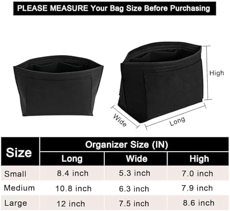 LOUKAYCCI Felt Purse Organizer Insert for Longchamp Le Pliage M Handbag Insert (Medium, Black) - Image 2