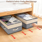 Dolicer 4 Pack Under Bed Storage with Wheels, 6in-10in Height Adjustable Underbed Storage Containers, 92L XXXL Under Bed Drawers Rolling Bin with Clear Lids for Dorm Shoes Clothes Organizers(Grey) - Image 7
