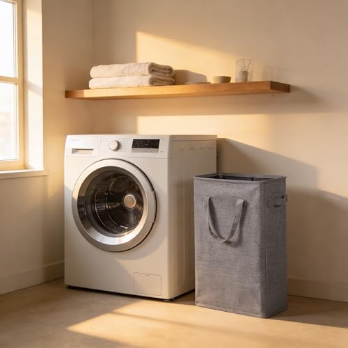 ZJL Narrow Laundry Hamper, Skinny Laundry Basket, 45L Dark Grey, 24" - Image 5