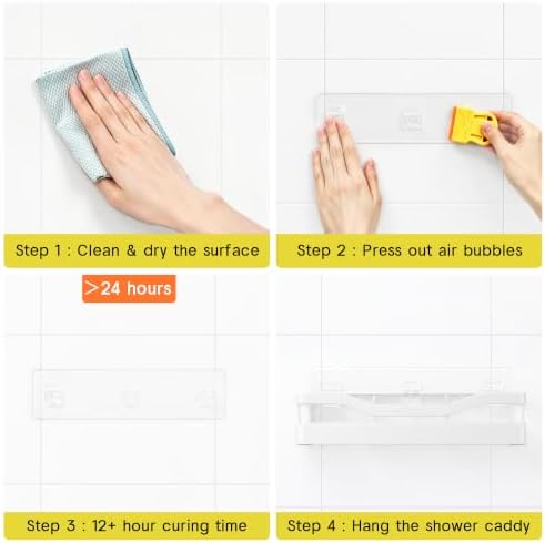 Heavy-Duty Adhesive Shower Shelves, White Storage Shelf - Image 7