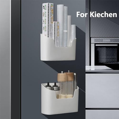 Bawuie Adhesive Cabinet Door Organizer, Lid Organizer for Food Storage Container Lid, Wall Mounted Over Pantry Door Organizer Bin Holder Caddy for Plastic Lid Kitchen Bathroom, White, 2 Pack - Image 3