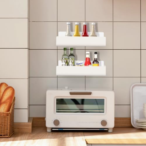 9 Inch Acrylic Spice Rack Wall Mount, White, 2 Pack - Image 4