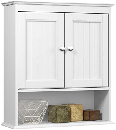 Spirich Bathroom Wall Cabinet with Beadboard Doors, White Medicine Cabinet by SpirichLLC