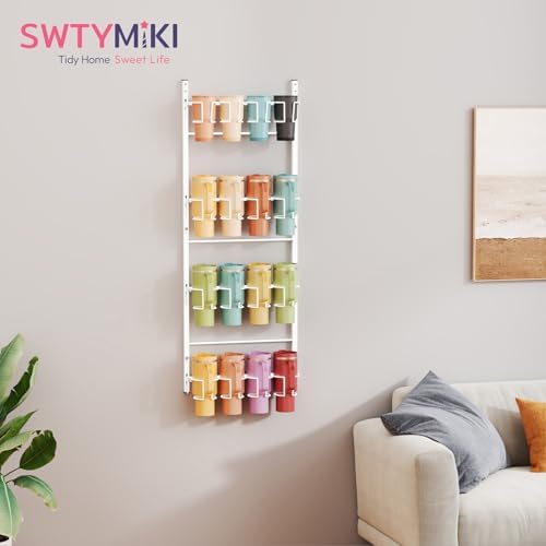 SWTYMIKI 4-Tier Water Bottle Organizer – Over the Door Stanley Cup Holder, Cup Organizer for Door or Wall Mount Option, Stanley Accessories for Pantry, Dorm, Office, RV Use, White - Image 6