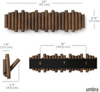 Umbra Picket Coat Rack, Wall Mount 8 Flip-Down Coat Hooks, Walnut - Image 3