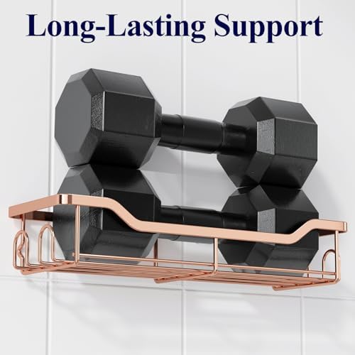 Kitsure Shower Caddy, Adhesive Shower Organizer, Large, Rose Gold - Image 4