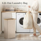 Lifewit 75L Slim Laundry Hamper with Lid and Removable Bag, Beige - Image 3
