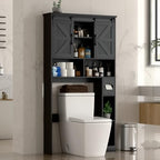 Halitaa Toilet Rack with 2 Sliding Barn Doors, Black - Image 6