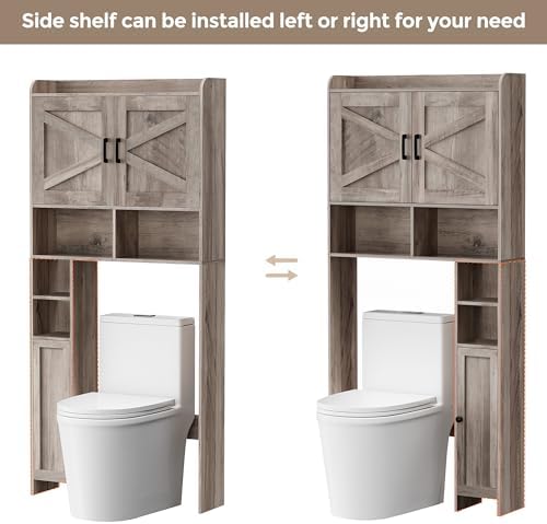 Homhedy Wooden Over The Toilet Storage Cabinet with Barn Door - Image 4