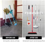 Broom Holder Wall Mount Sturdy Mop and Broom Organizer with 4 Racks and 5 Hooks Vacuum Suction Cup Broom Mop Holder for Home, kitchen, Garden, Tools, Garage - Image 4