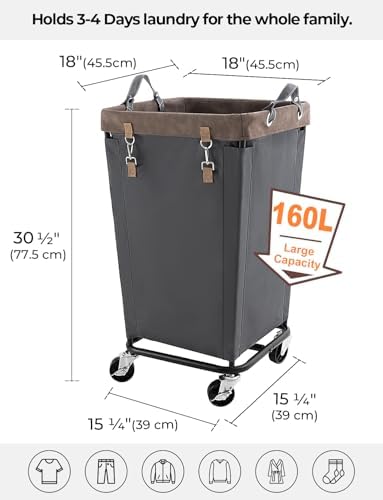 StorageWorks 160L Laundry Basket with Wheels, Rolling Hampers for Clothing - Image 2