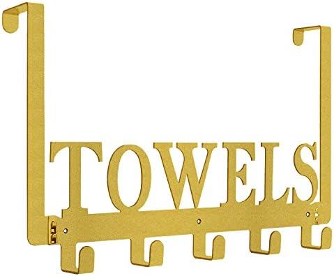 Over The Door Hooks, Towel Holder for Bathroom, Door Mount Towel Rack Towel Hooks for Bedroom Kitchen Pool Beach Towels Bathrobe Wall Mount Hang On The Door Cabinet Cupboard Metal Sandblasted (Gold) by Kuhome