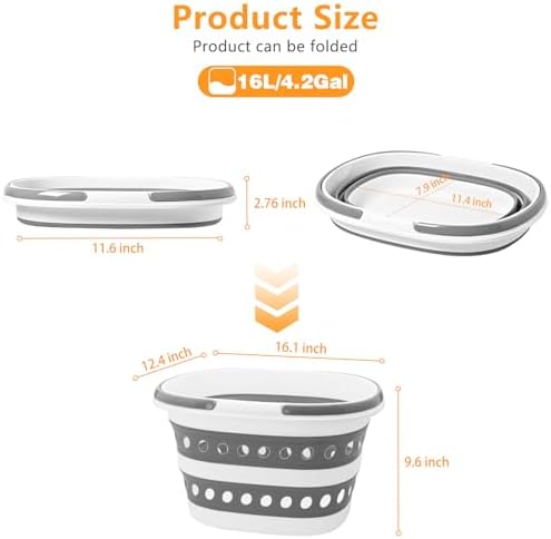 Compact Collapsible Laundry Basket, Small Size Pop-Up Hamper Perfect for Bedroom Side,Bathroom,Travel, Not for Large Families, Foldable with Handle, Measures 16 x 12.5 x 9.5 In, (Gray) - Image 2