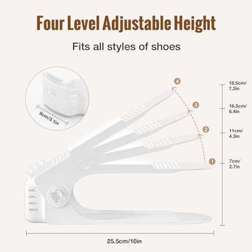 Neprock Shoes Slots Organizer for Closet, Shoe Rack Organizador De Zapatos for Closet Organization, Shoe Slots Organizer Shoe Storage Shoe Holder Space Saver for Entryway(12 Pack)(White) | 50% Space Saver, 4 Adjustable Height, Double Deck, Tool-Free As... - Image 3