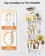 ODesign 3 Tier Adjustable Shower Caddy Hanging Over Head Anti-Swing White - Image 5