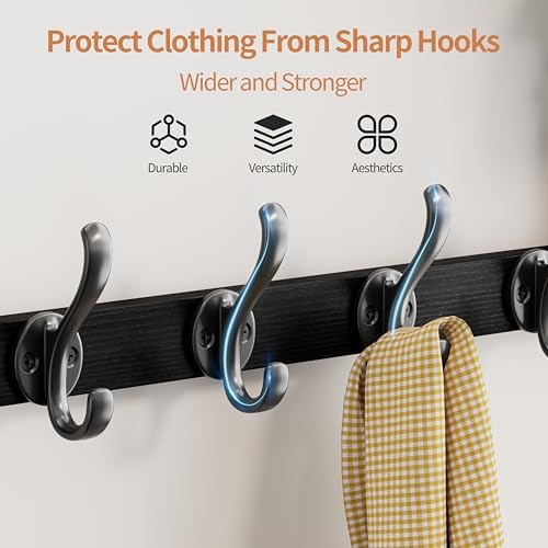 29 inch Coat Rack Wall Mount with Shelf, Heavy Duty Coat Hooks Wall Mount, Entryway Coat Hanger Wall Shelf with Key Holders and Mail Organizer for Living Room, Bedroom, Bathroom, Black - Image 7