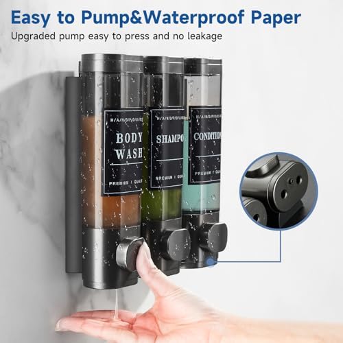 Shampoo and Conditioner Dispenser,Unisence Shower Dispenser 2 Chamber No Drill Wall-Mounted Shampoo Dispenser for Shower Wall Mounted Body Wash Dispenser for Bathroom Hotel Large Capacity,Dark Gray - Image 4