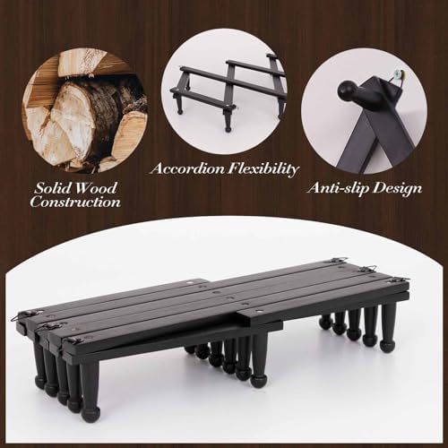 SCUNDA Wall Rack with 20 Hooks, Wooden Wall Expandable Coat Rack for Coat, Hats, Baseball Caps, Coffee Mug, Jewelry(Black) - Image 2