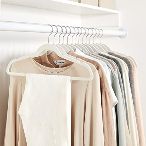 Amazon Basics Slim Velvet Non-Slip Space Saving Suit Clothes Hangers for Closet Organization, Ivory/Beige, 100-Pack - Image 6