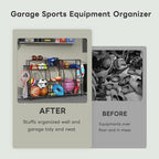 Ball Storage Rack with Bat Holder, Sports Equipment Organizer for Garage - Image 3