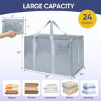 TICONN 2 Pack Extra Large Moving Bags Heavy Duty with Zippers & Carrying Handles, Durable Storage Bags Moving Boxes for Closet Organizers and Storage (2 Pack, Light Grey) - Image 5