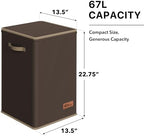 Simple Houseware Foldable Laundry Hamper Basket with Lid and Bag, Brown - Image 2