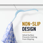 Sishynio Velvet Hangers 30 Pack, Non-Slip Slim Felt Clothes Hangers Blue | Space-Saving Closet Organization; Flocked Surface; 360° Swivel Hooks; For Shirts, Coats, Dresses, Blouses - Image 2