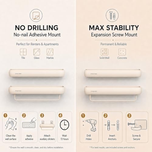 Shower Caddy Adhesive, No Drilling Aluminum Bath Organizer Shelf - Image 2