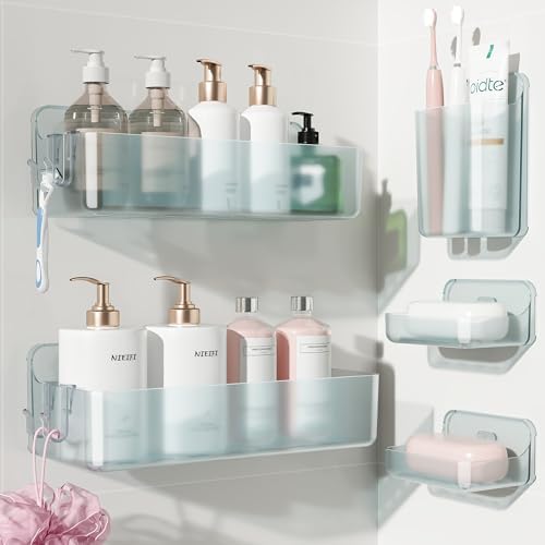 Nieifi Adhesive Shower Shelves, Blue, 5 Pieces by Nieifi