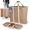 CleverMade Collapsible Fabric Laundry Hamper Premium, Mocha, 2 Pack by CleverMade