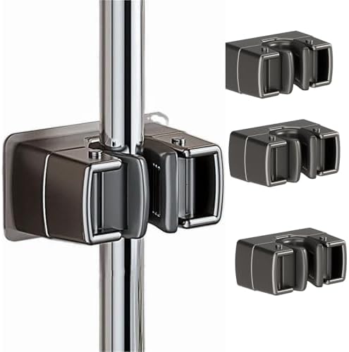 4 Pack Broom Holder Wall Mount,Self Adhesive Anti-Slip Mop and Broom Holder Wall Mount for Kitchen, Bathroom, Closet, Garden Garage, Gray by SHUOGUO