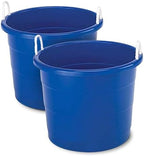 HOMZ Utility Tub, Storage Bucket with Rope Handles, 18 Gal, Blue, 2 Pack by Homz