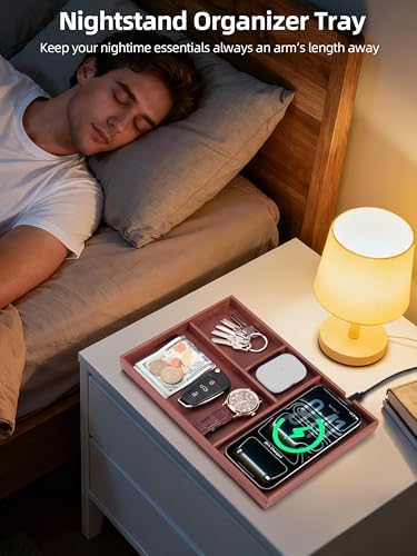 Valet Tray, Built in Wireless Charger, Nightstand Organizer - Image 4