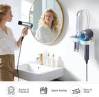 Hair Dryer Holder Wall Mounted, Hair Straightener Holder, Blow Dryer Holder Adhesive, Hair Tool Organizer for Flat Iron, Hairdryer, Curling Iron Holder for Bathroom Vanity Barber Shop (White) - Image 6