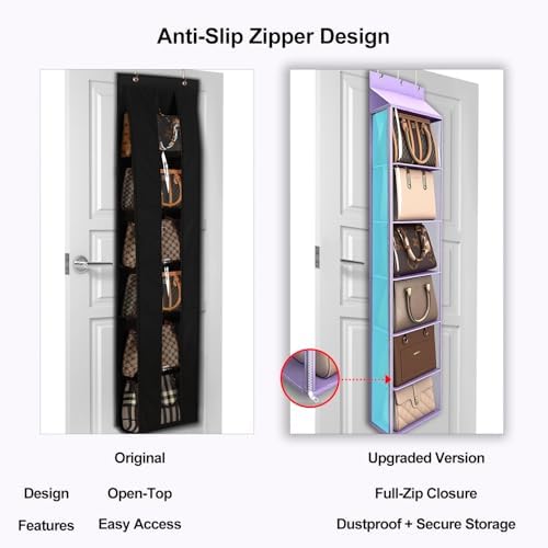 Lirex Over The Door Purse Organizer & Purse Shelf for Closet – Handbag Storage Organizer with Purse Hanger. Perfect for Scarves, Hats, and Leggings. S (11.8'' x 5'' x 51.6''), Purple - Image 4
