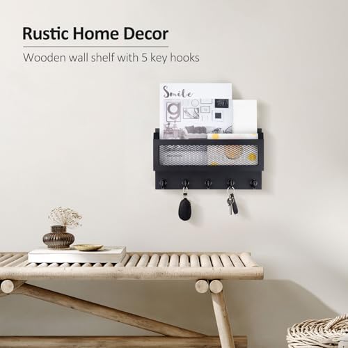 Nekon Mail and Key Holder for Wall Decorative, 11 Inch Mail Holder, Black - Image 4