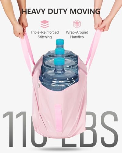 Heavy Duty Moving Bags Extra Large, Premium Storage Bags with Durable Zippers, Reinforced Handles, Moving Supplies for Clothes, Bedding, College Dorm Essentials, 12 Pack Pink - Image 2