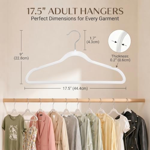 SMARTOR Plastic Hangers 50 Pack - Thin Clothes Hangers Heavy Duty | Durable, Lightweight, Space Saving, Slim Hangers Plastic, Dorm Room Essentials for College Students - White - Image 6