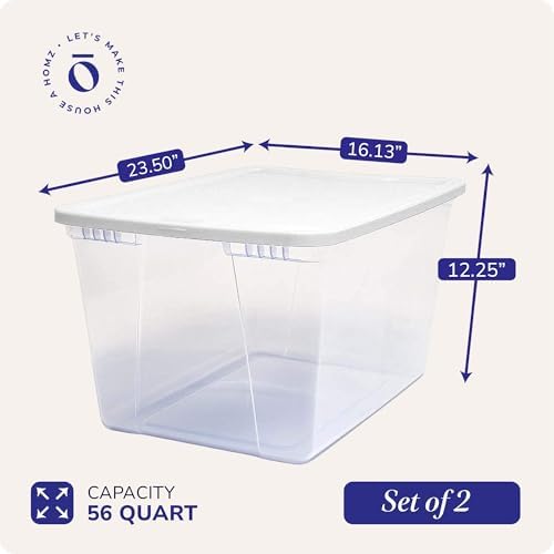 HOMZ Snaplock, Large Clear Plastic Storage Organizer Bins w/Lids, 2 Pack | Stackable Container Set for Home, Office Shelves, Kitchen, Garage, and Bathroom Organization - Image 5