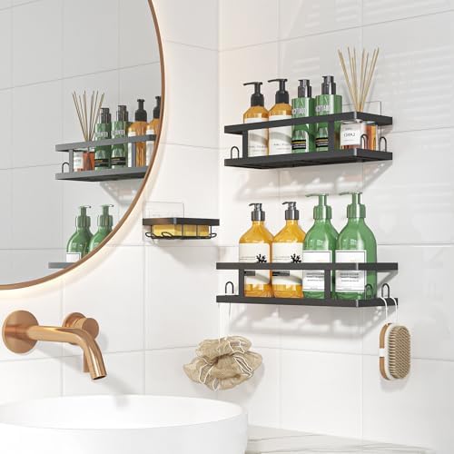 Youvip Adhesive Shower Caddy, Black, 3 Pack - Image 6