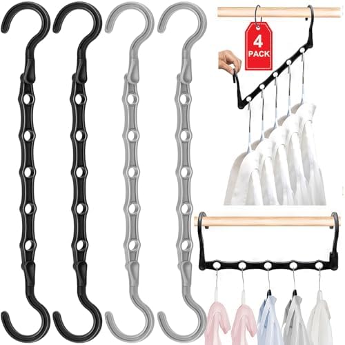 Closet Organizers and Storage, College Dorm Room Essentials for Girls Guys | 4 Pack, Stronger Space Saving Hangers, Clothes Hanger with 5 Holes, Closet Storage Magic Home Organization by HAOWWLAISpaceSavingHangers