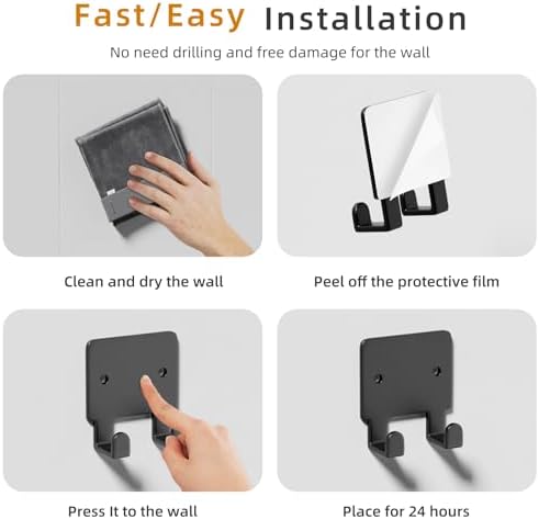 GTK 4 Pack Key Holder for Wall, Razor Holder Wall Mounted, Hat Rack, Self Adhesive Hooks, Shower Hooks, Towel Hooks(Black) - Image 6