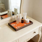 Wooden Valet Tray with Floral Base, Orange Vintage Blossoms - Image 4