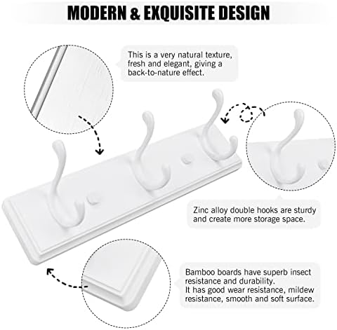 Badiano Heavy Duty Wooden Coat Rack, Wall-Mounted Organizer,14 Inch, White - Image 3