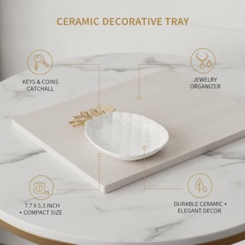 Multipurpose Ceramic Catchall Tray for Jewelry, Keys, and Snacks - 7.7 x 5.3 Inch Decorative Dish for Nightstand, Vanity, or Entryway (1 Piece) - Image 5