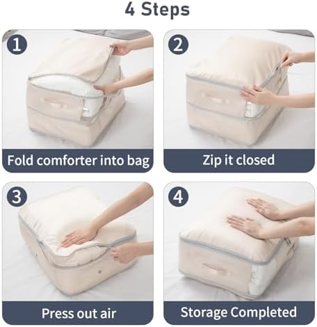 DIMJ Comforter Storage Bag 6 Pack - Blanket Storage Organizer Compression Bags, Large Capacity Ultra Space Saving Self Compression Organize for Bedding, Pillow, Duvet, Sheet Storage with Zipper Window - Image 5